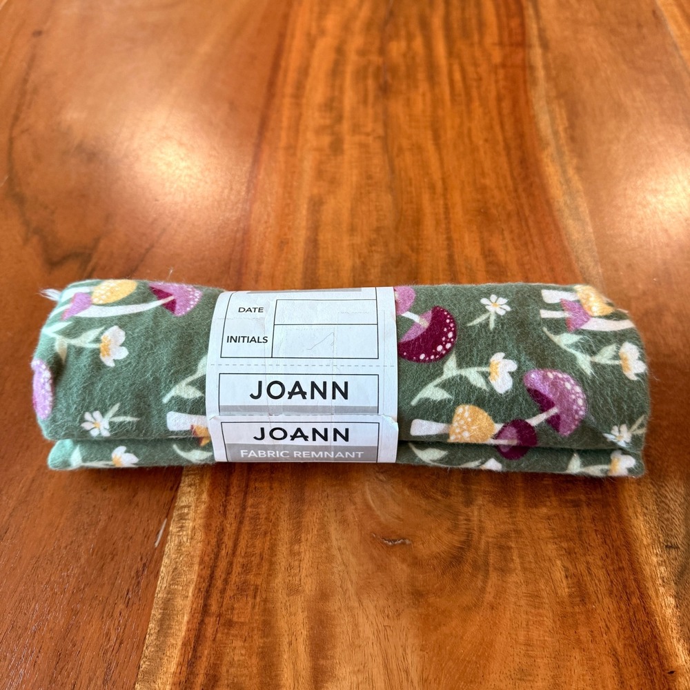 JoAnn Fabric Green/Purple Mushroom and Flower Fabric 1 Yard NWT